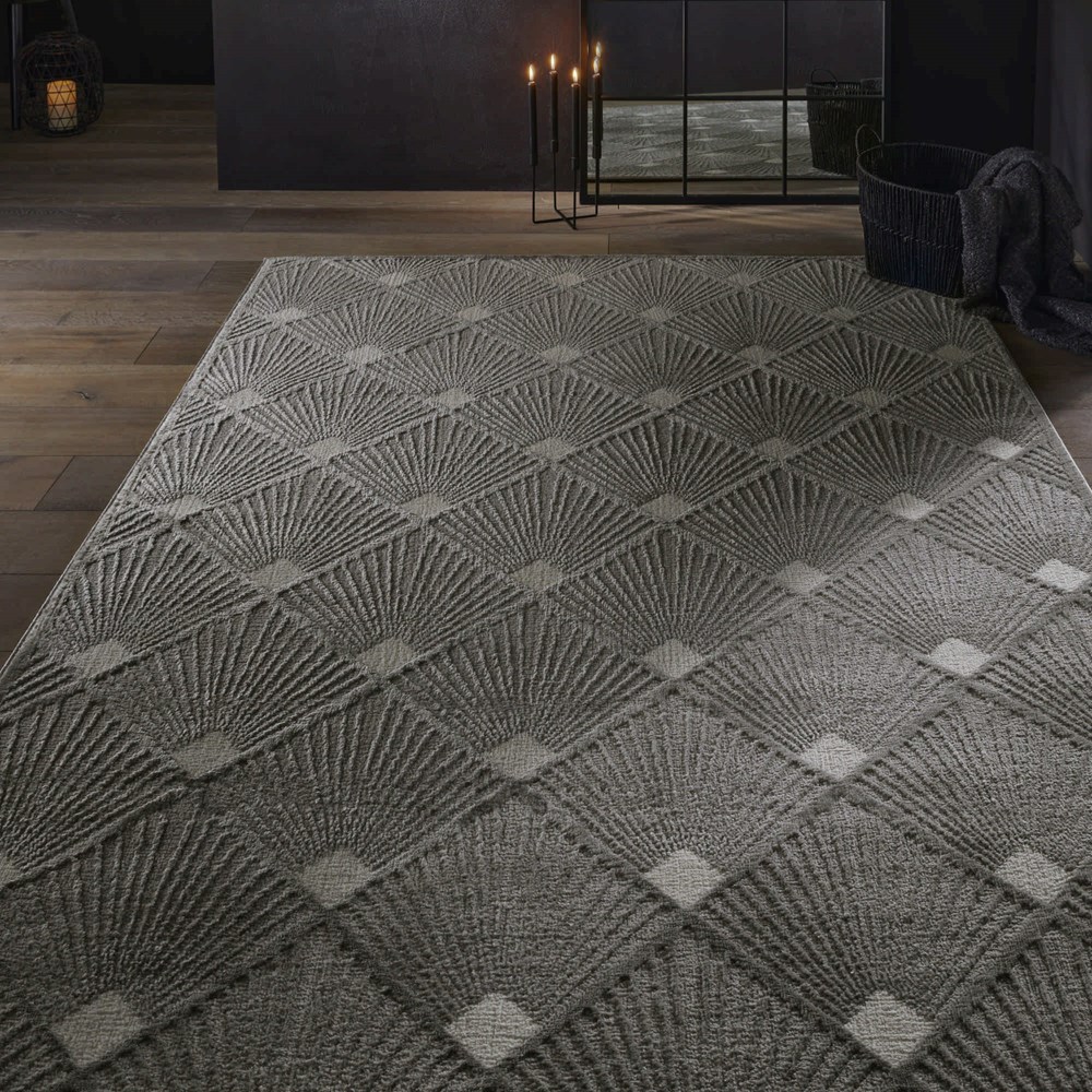 Manhattan 1336 Y Rugs in Geometric Art Deco Grey